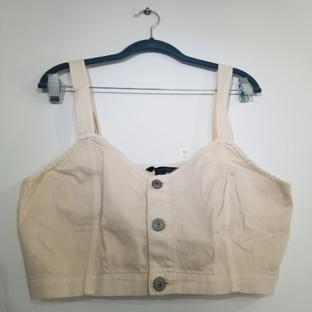 American eagle Cream Denim Crop top 14
